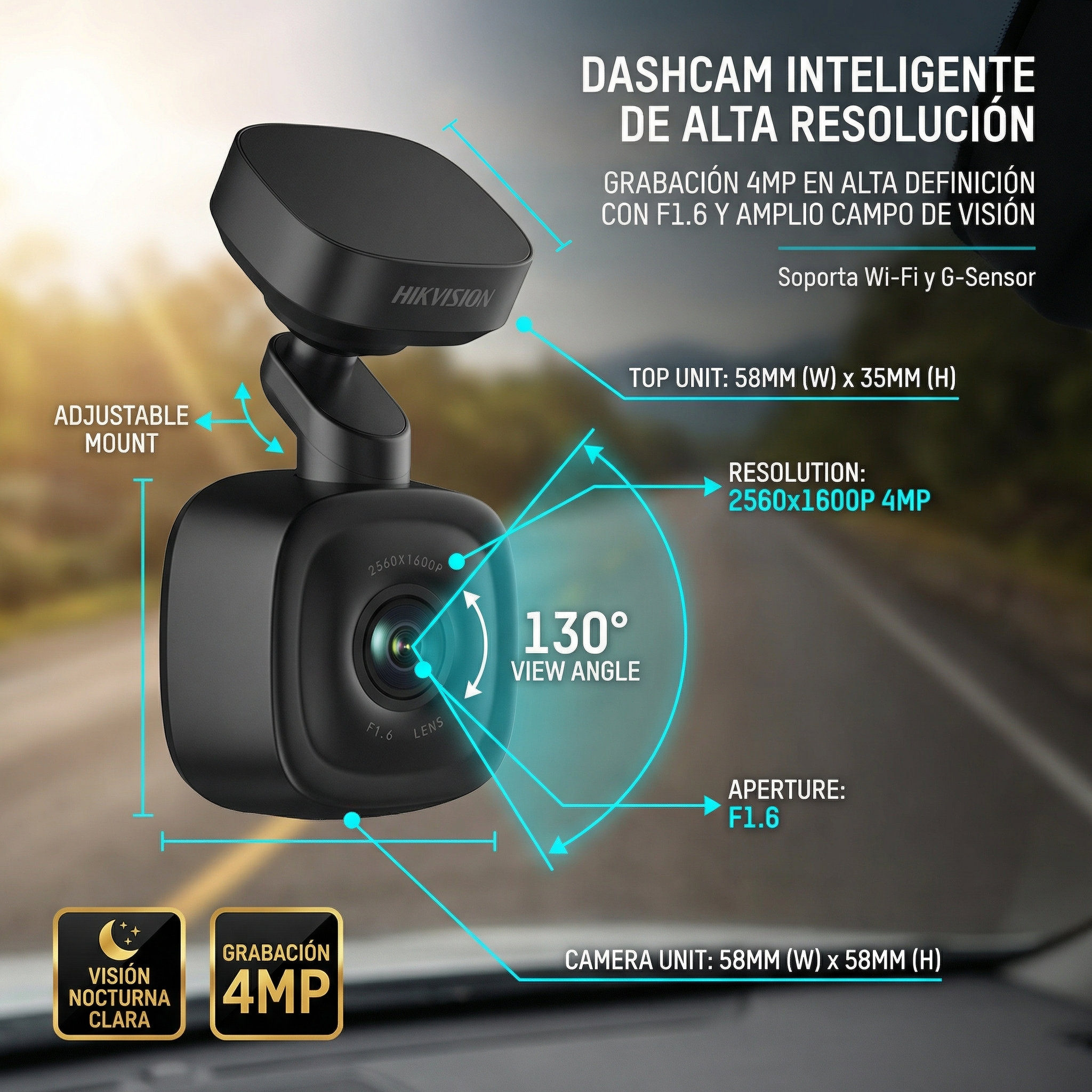 Especificaciones t&eacute;cnicas de la Dash Cam