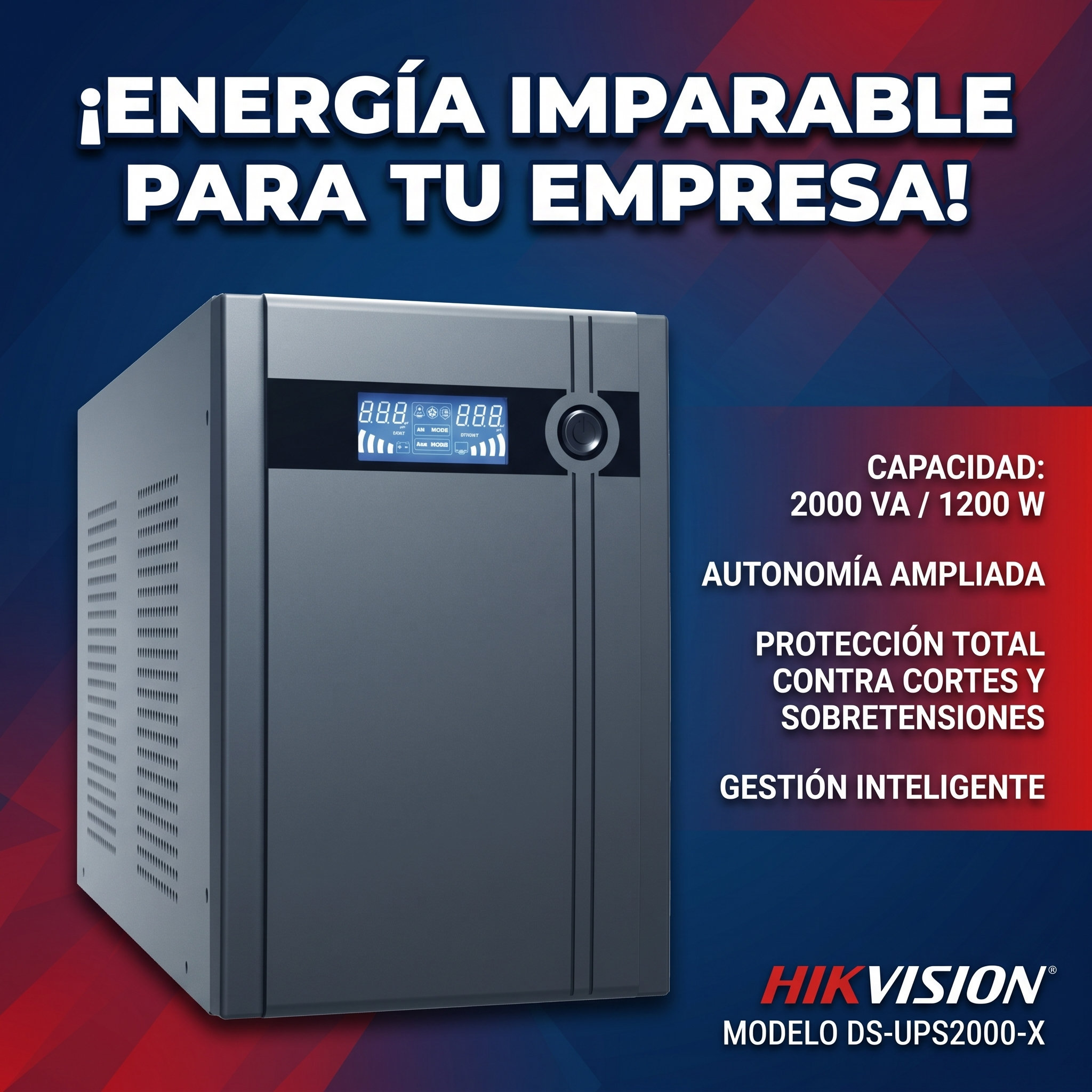 Especificaciones t&eacute;cnicas NoBreak Hikvision DS-UPS2000-X Veracruz
