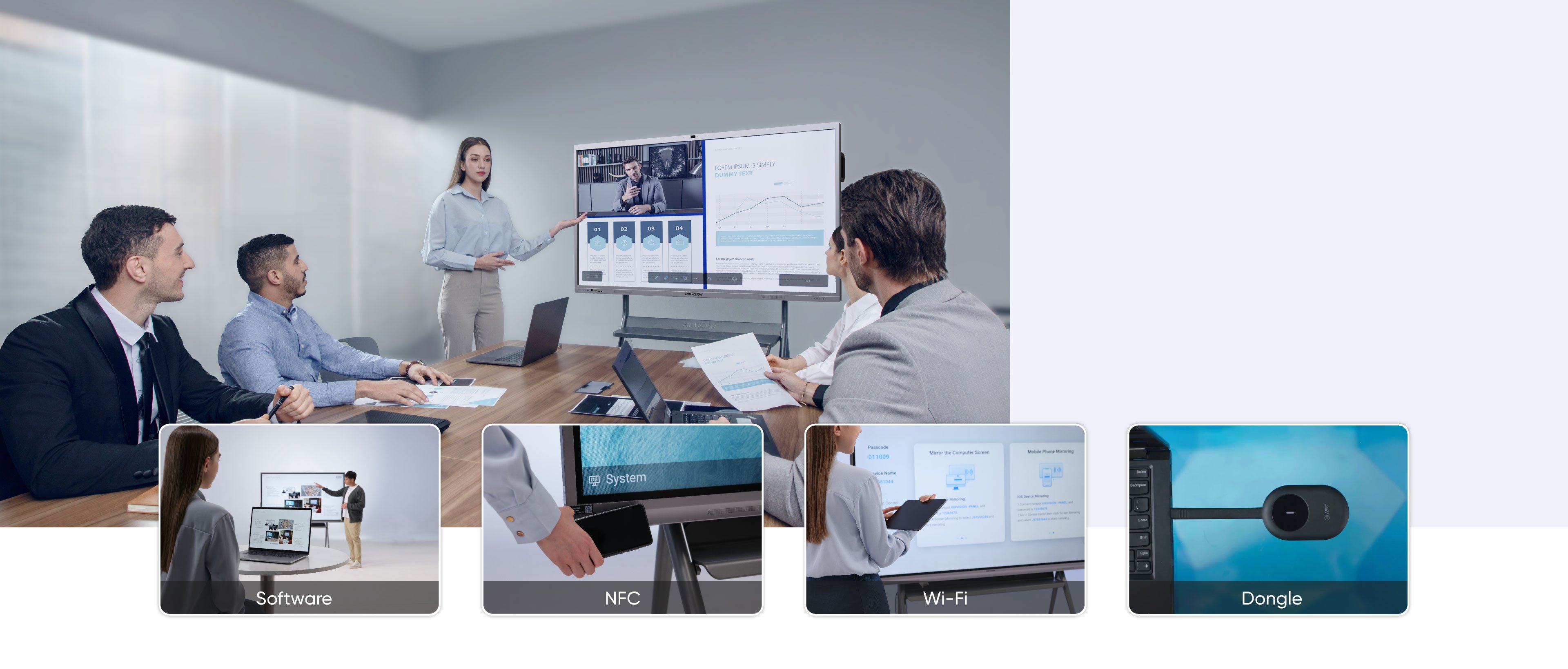 Proyección flexible en pantalla interactiva