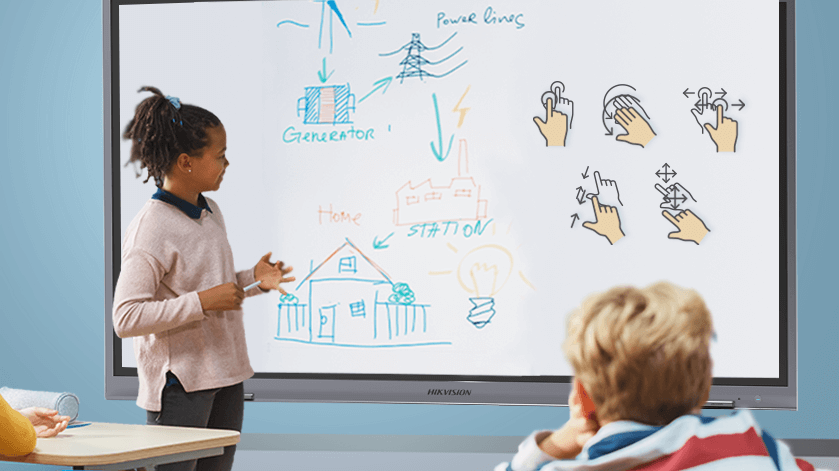 Entorno educativo con pantalla 86 pulgadas