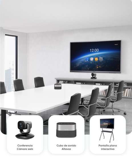 Sala de juntas moderna con pantalla Hikvision