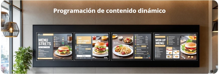 Pantalla digital Hikvision en entorno comercial mostrando promociones