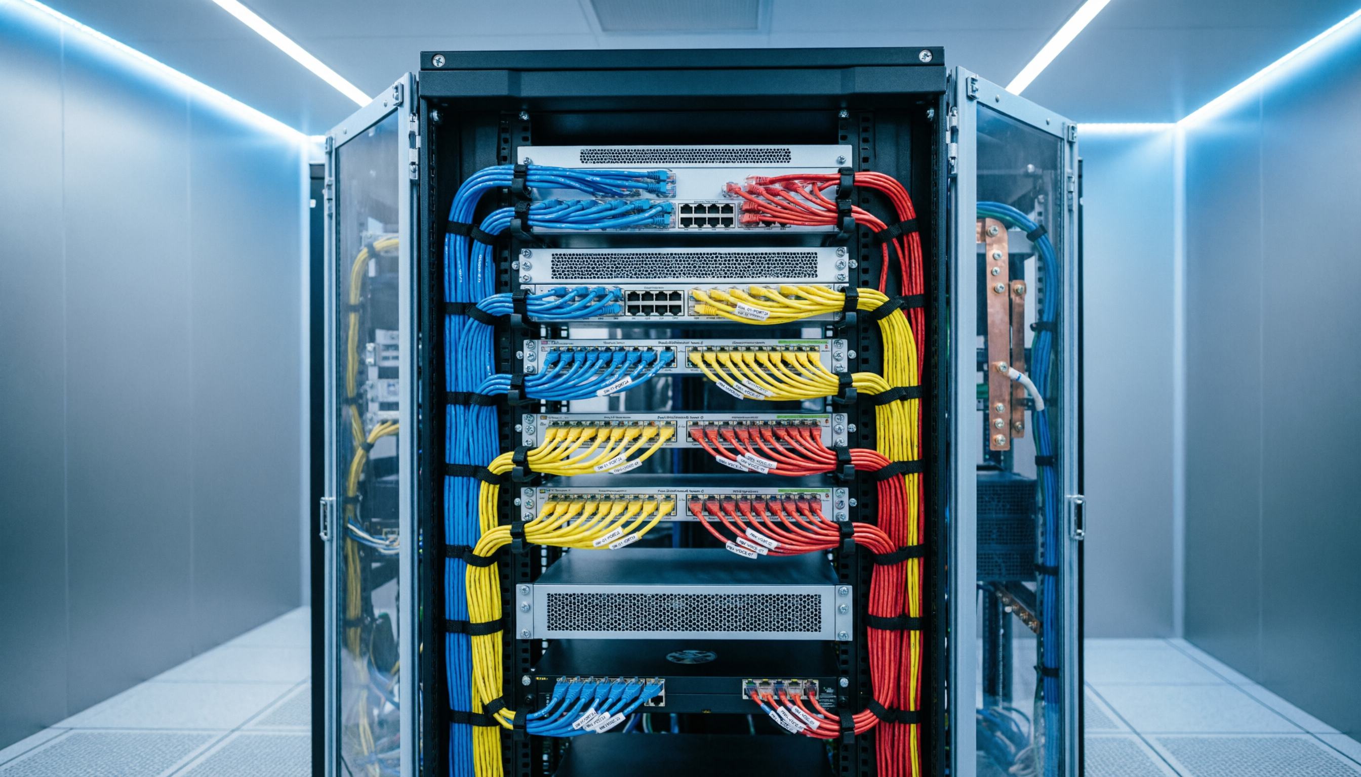 Oficina moderna con cableado estructurado profesional - TiendaBlue Veracruz