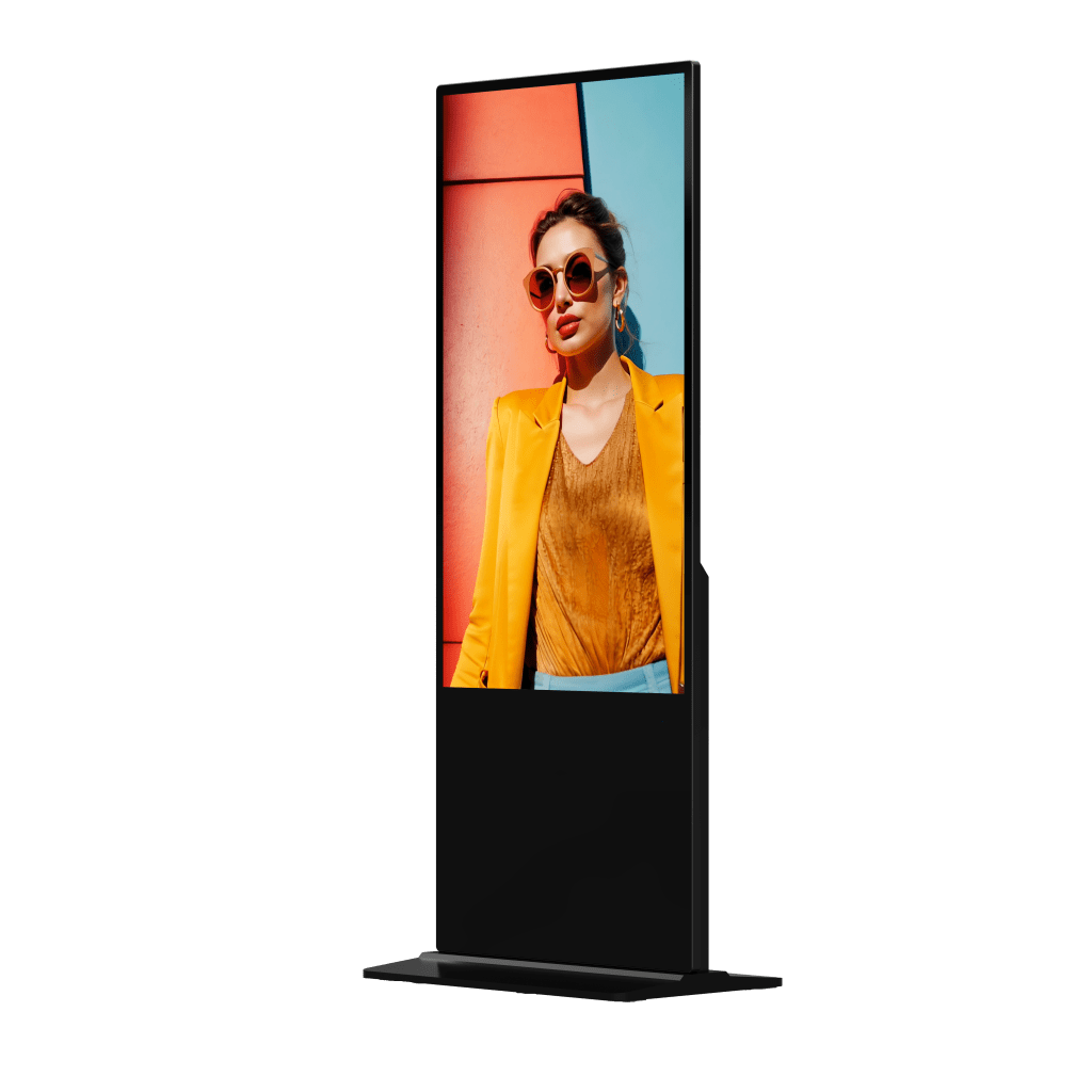 Tótem táctil interactivo Hikvision 55 4K para publicidad en pisos - Gestión centralizada