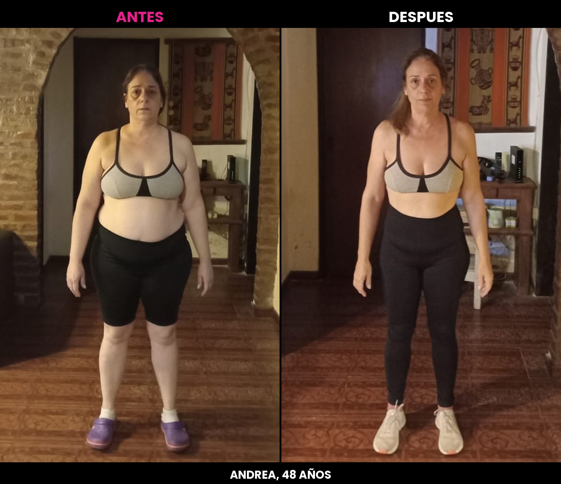 Andrea, antes y después - frente