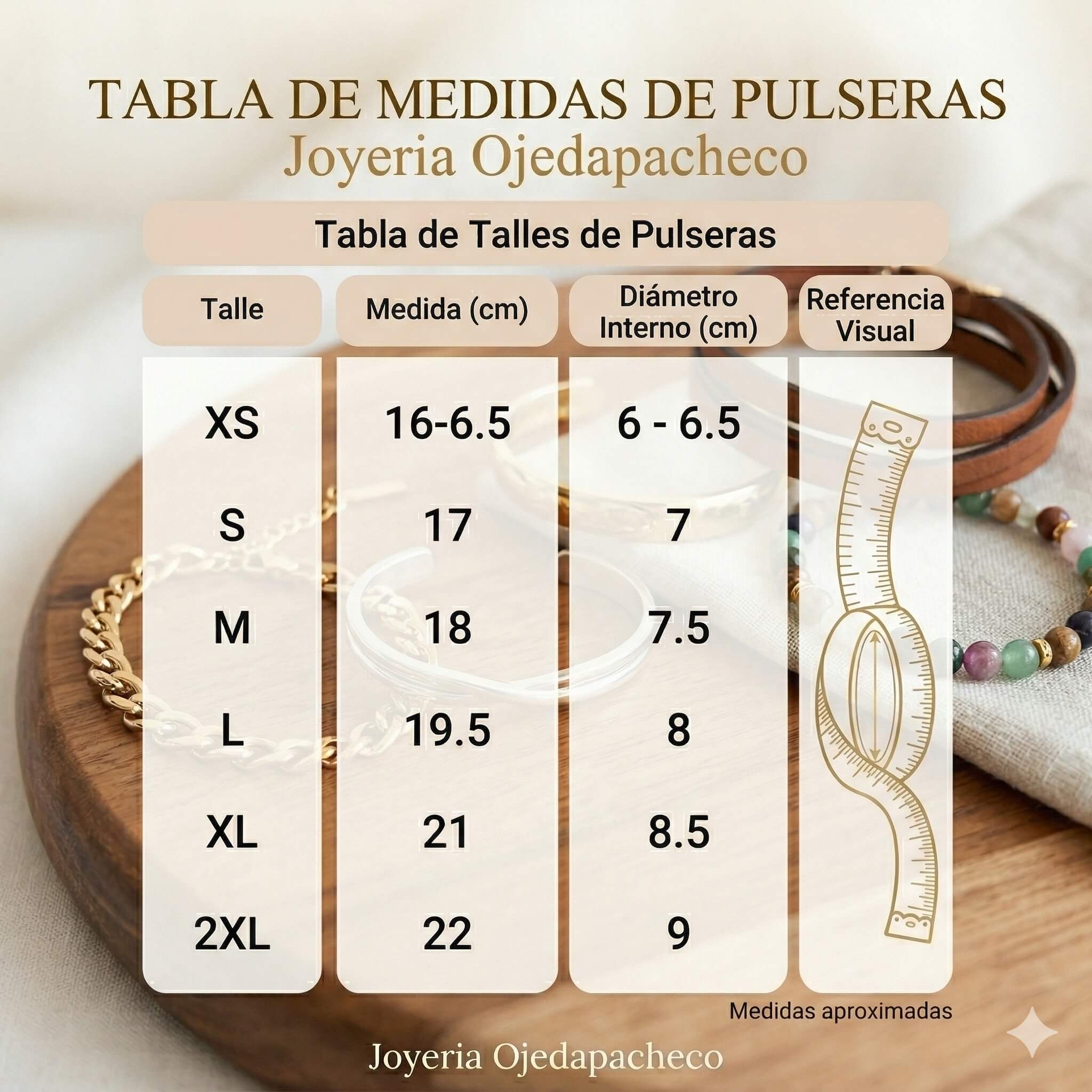 tabla de medidas de pulseras
