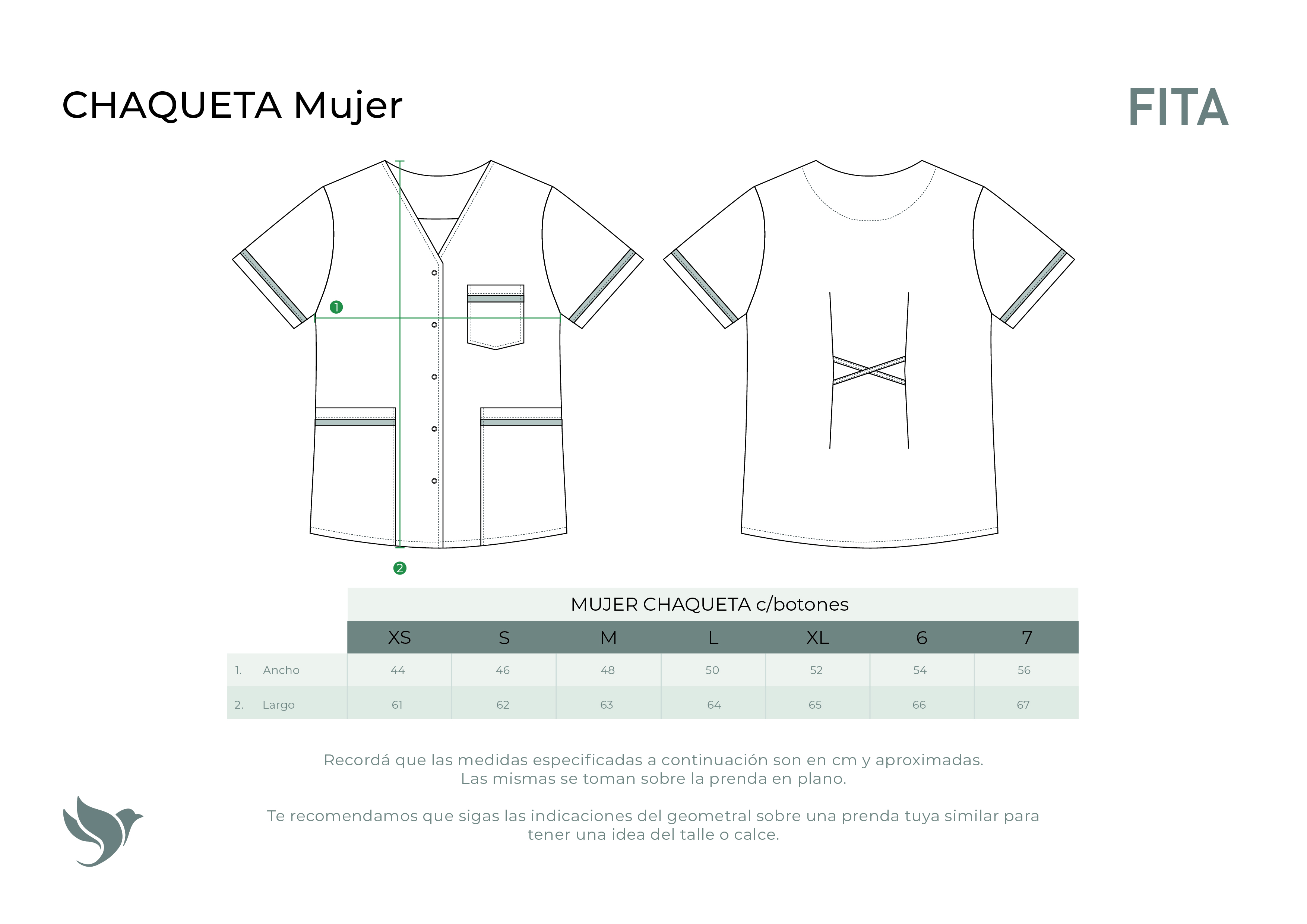 Tabla de talles chaqueta mujer