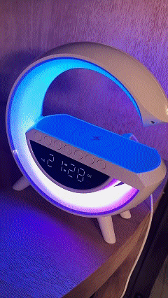 Reloj Velador Luz Led + Cargador Celular Parlante Bluetooth
