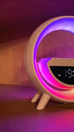 Reloj Velador Luz Led + Cargador Celular Parlante Bluetooth
