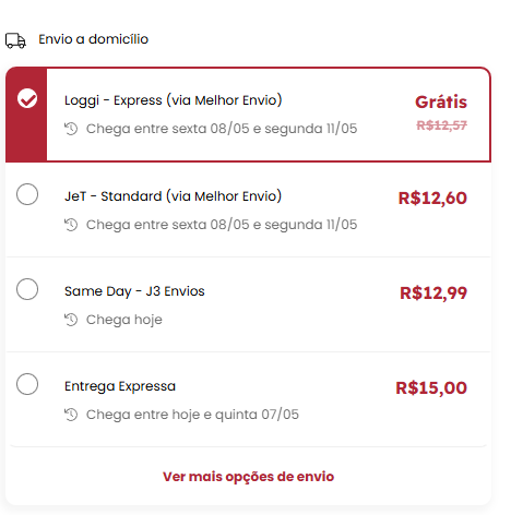 Exemplo consulta de frete Sexy Belly