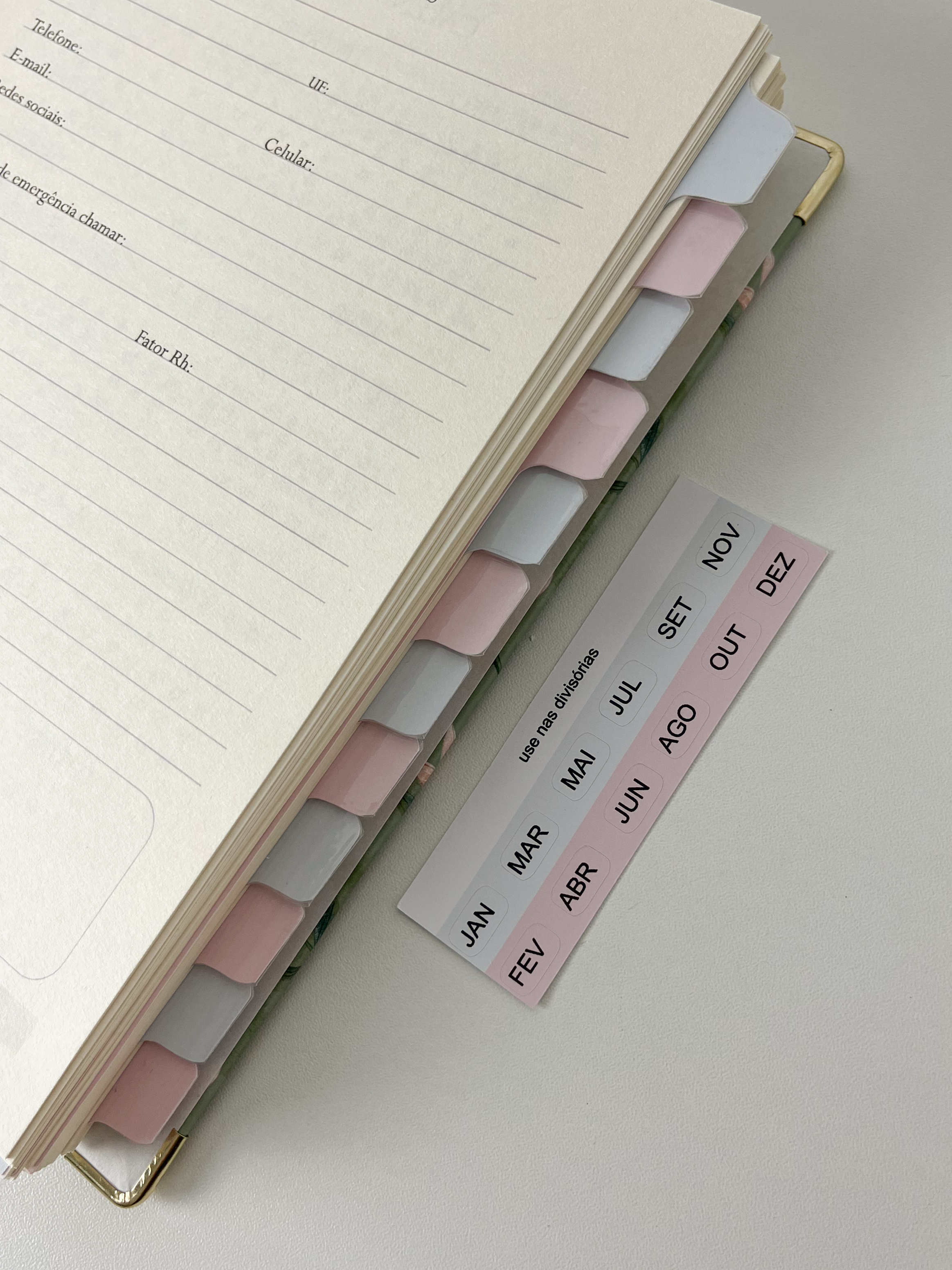 Divisórias sem meses - Planner Não Datado