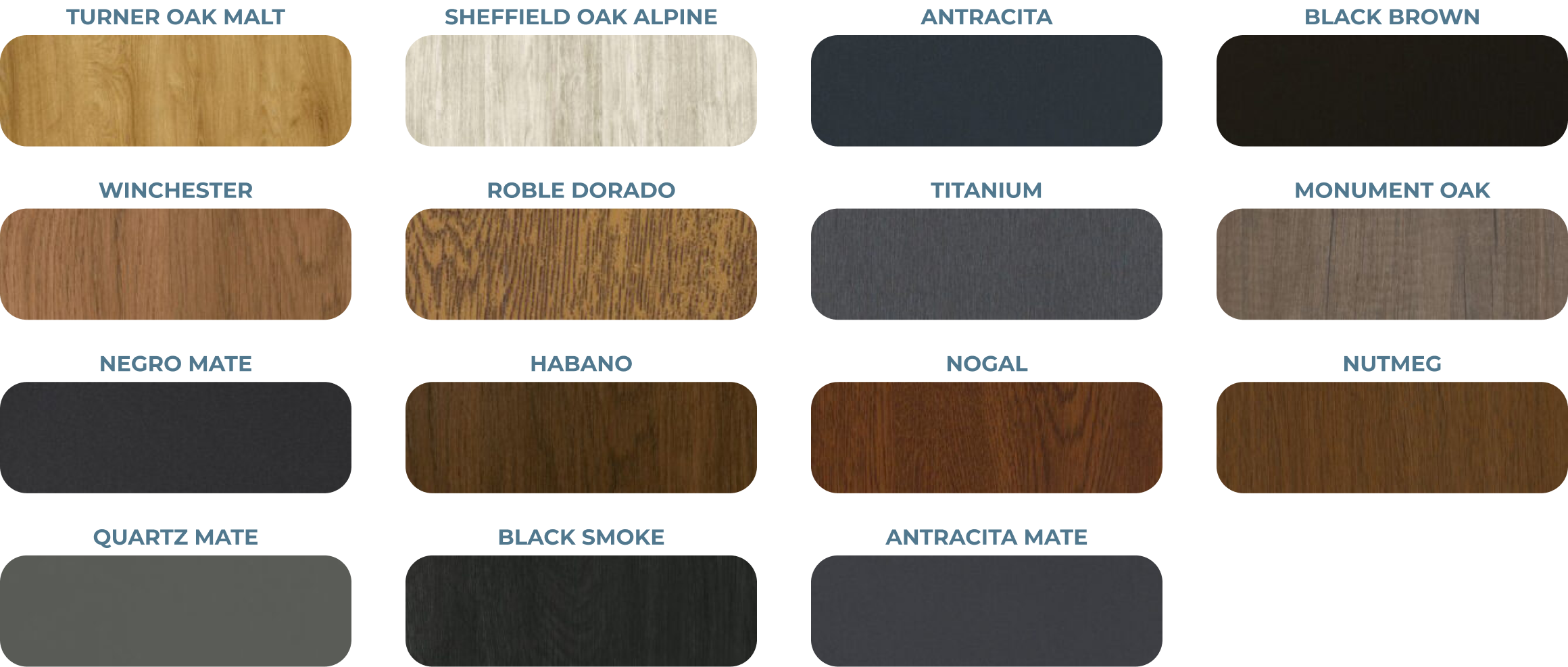 Colores y texturas disponibles