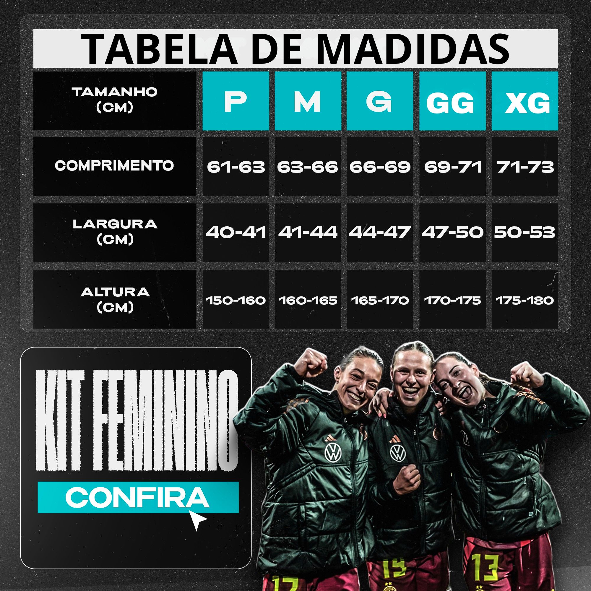 Tabela de Medidas Feminina