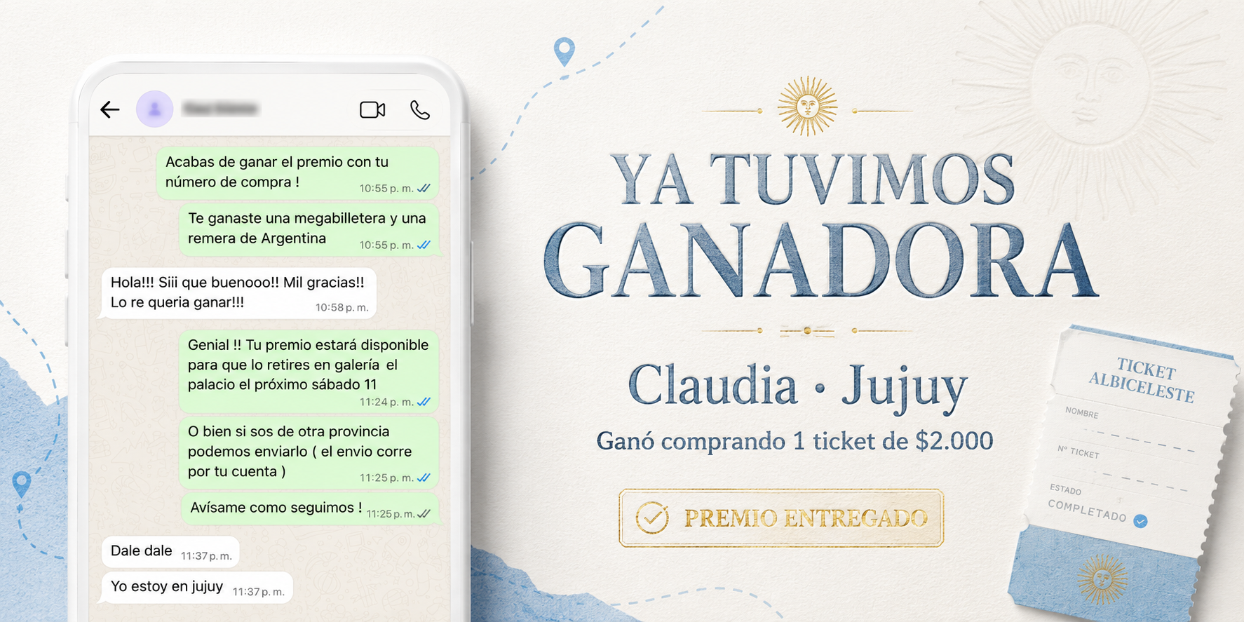 Primera ganadora del Ticket Albiceleste