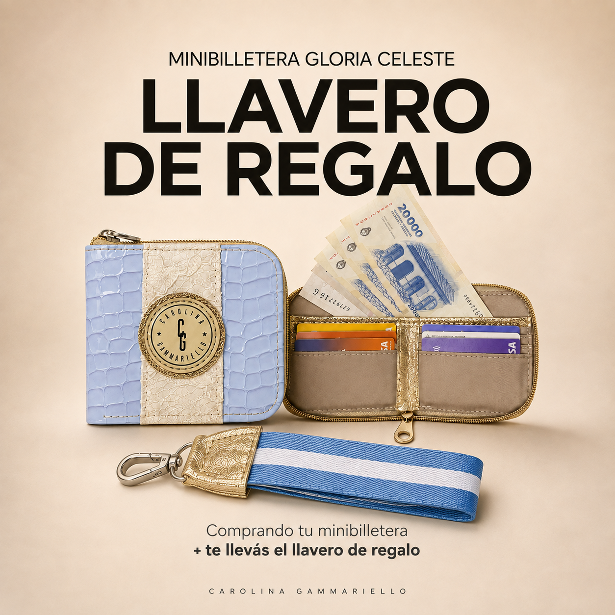 Minibilletera Gloria Celeste con llavero de regalo