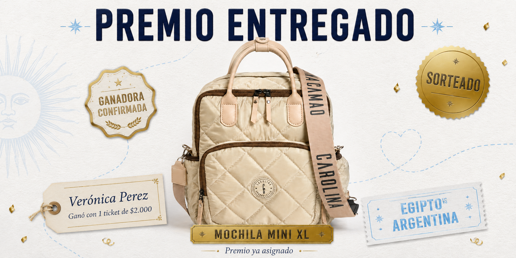 Premio sorteado Argentina vs Egipto