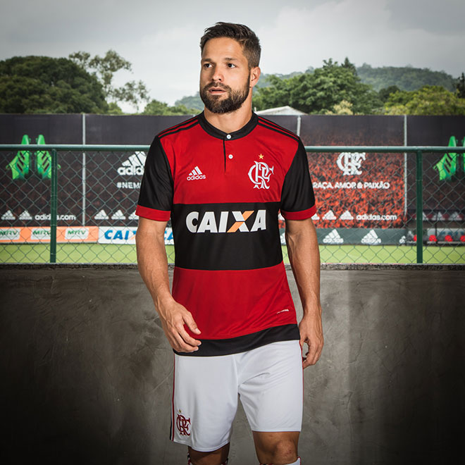 camisa flamengo home 17/18 vermelha e preta