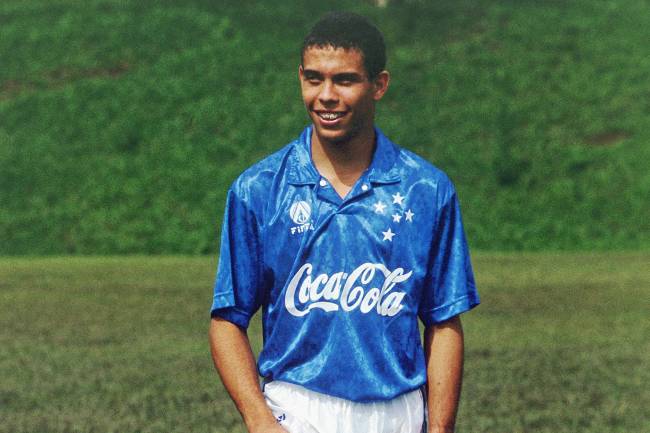 camisa cruzeiro home I 93/94 azul finta