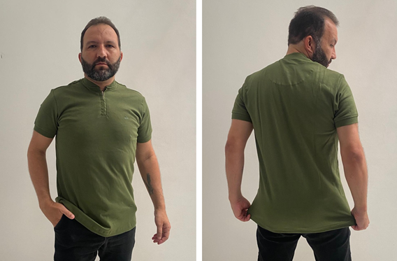 Camisa gola Italiana com Z&iacute;per Radar verde