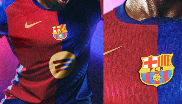 Camisa titular do Barcelona Nike 2025/26 versão torcedor, inspirada no uniforme de 1899, em azul marinho e bordô.