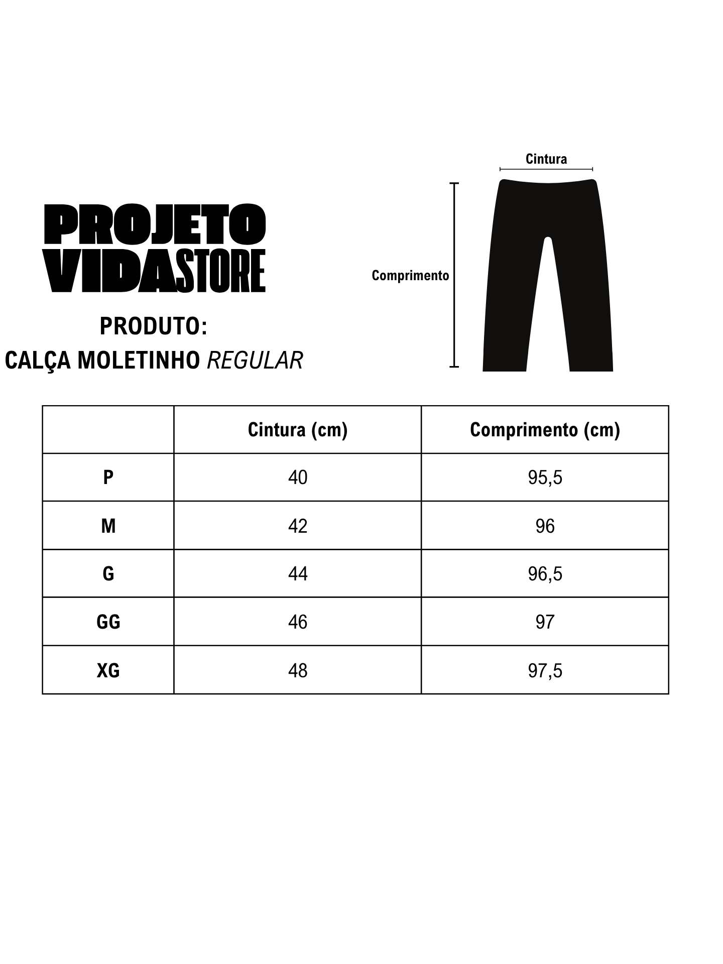 Guia de Medidas Calça Moletom