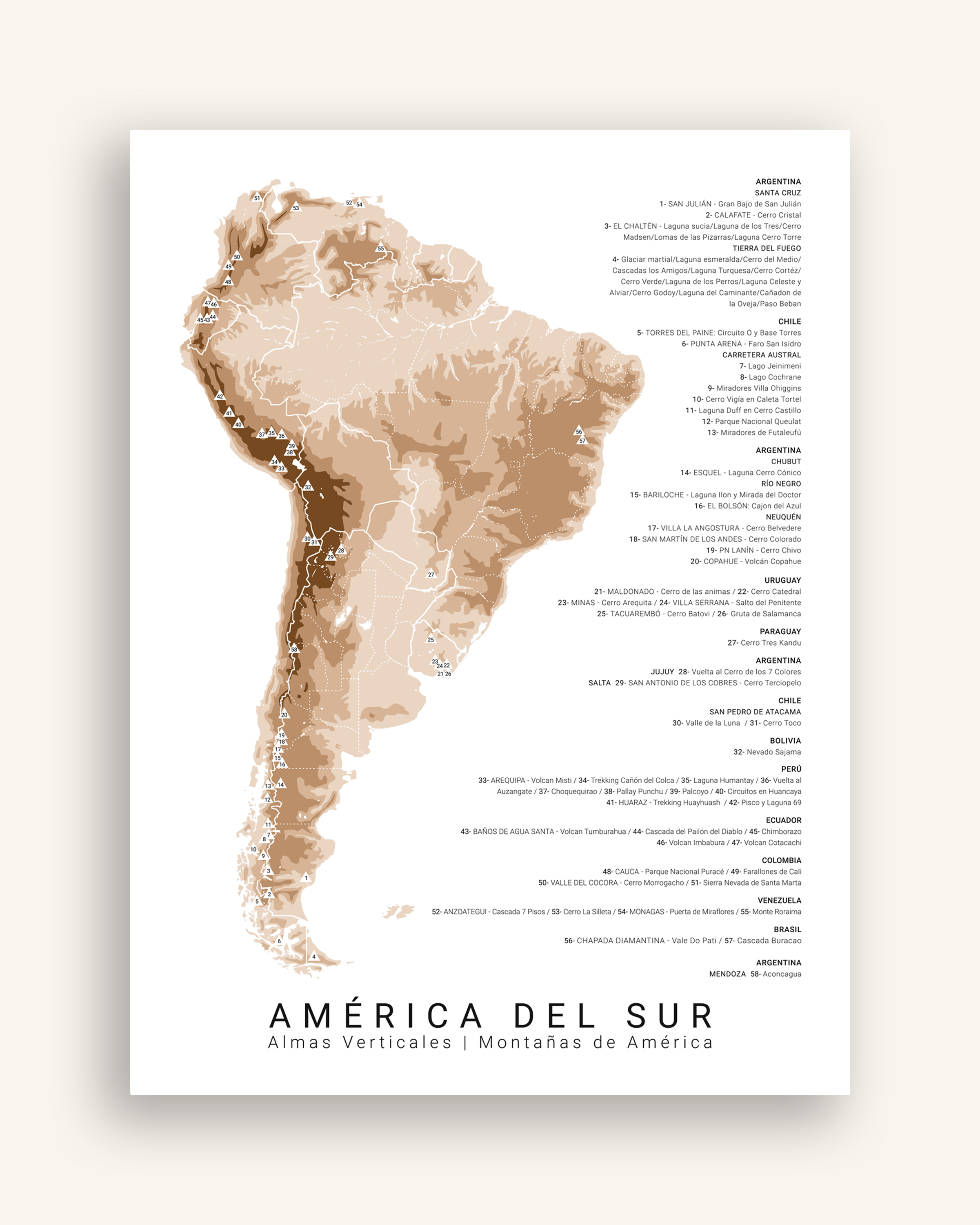 Mapa a medida — catálogo de trekking en Sudamérica