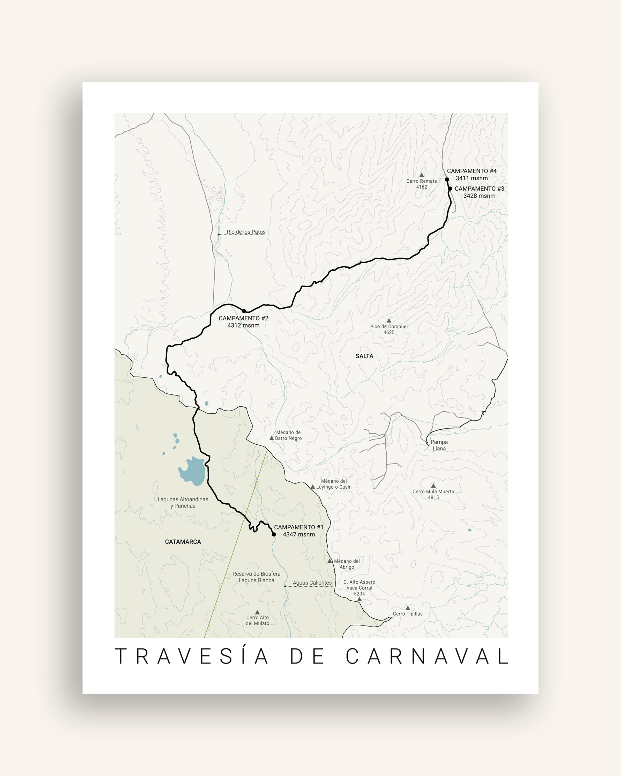 Mapa a medida — travesía de varios días con campamentos