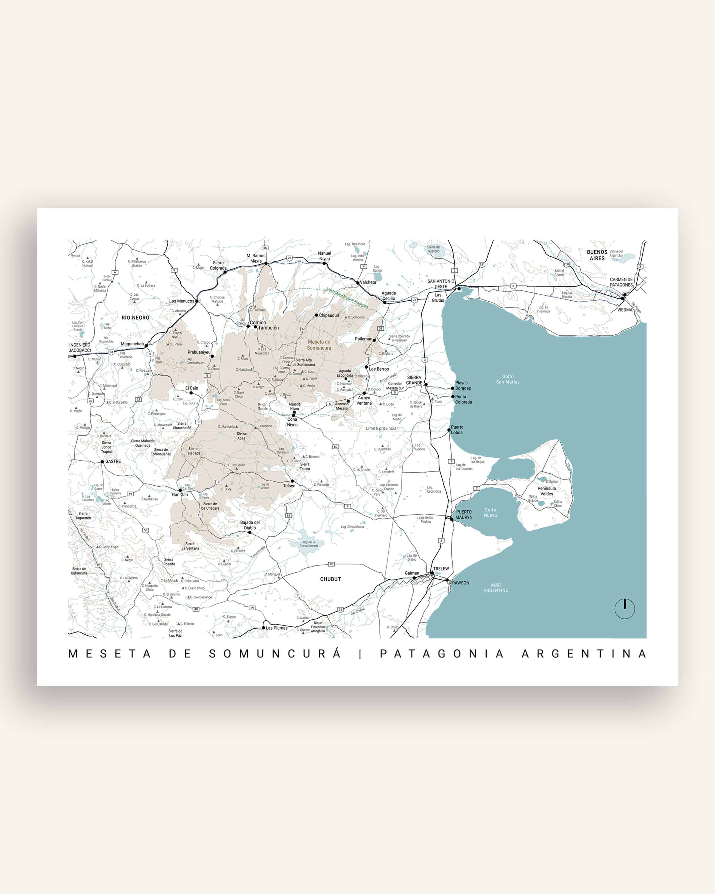 Mapa a medida — mapa regional de una meseta patagónica