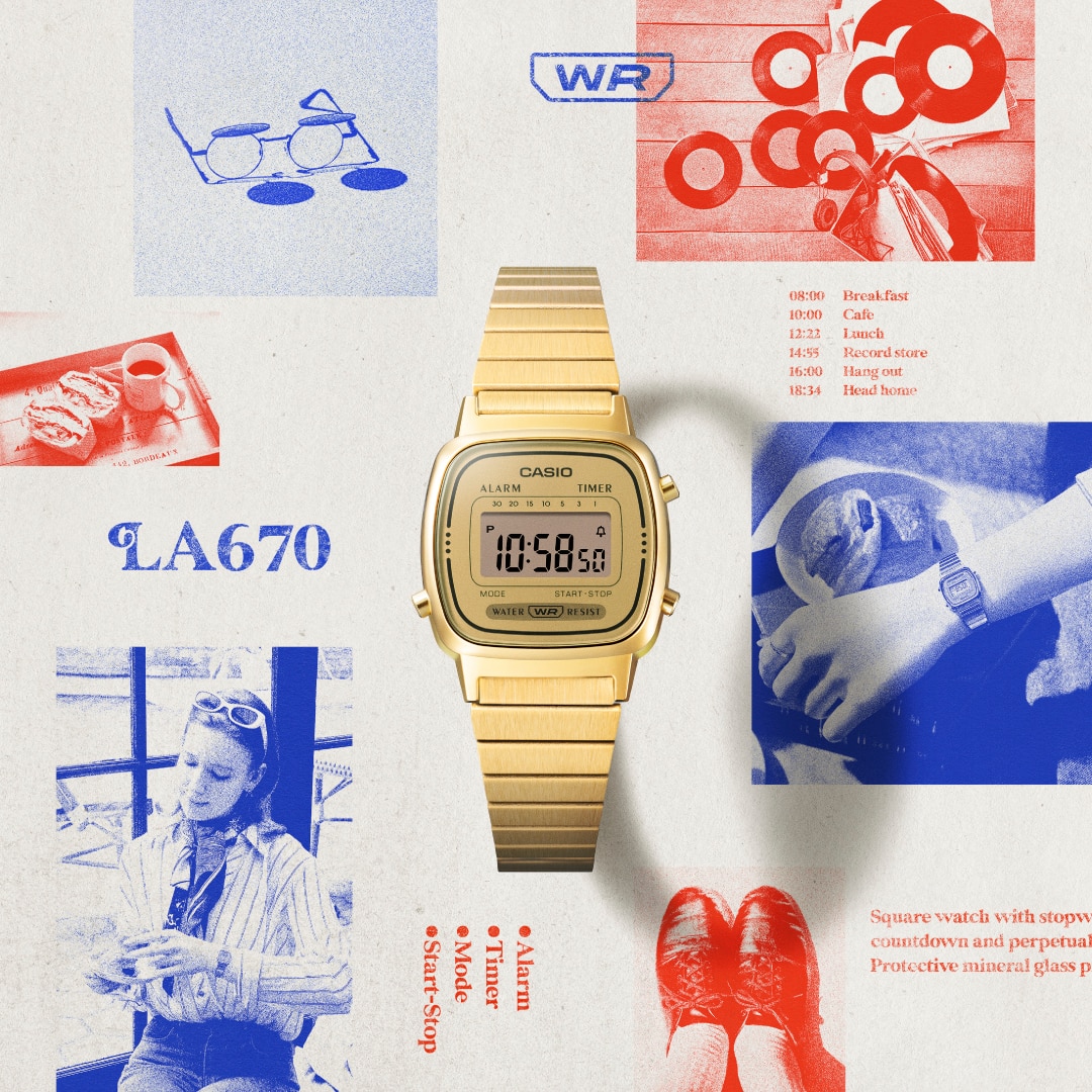 Foto oficial do Casio dourado feminino relógio referência LA670WGA