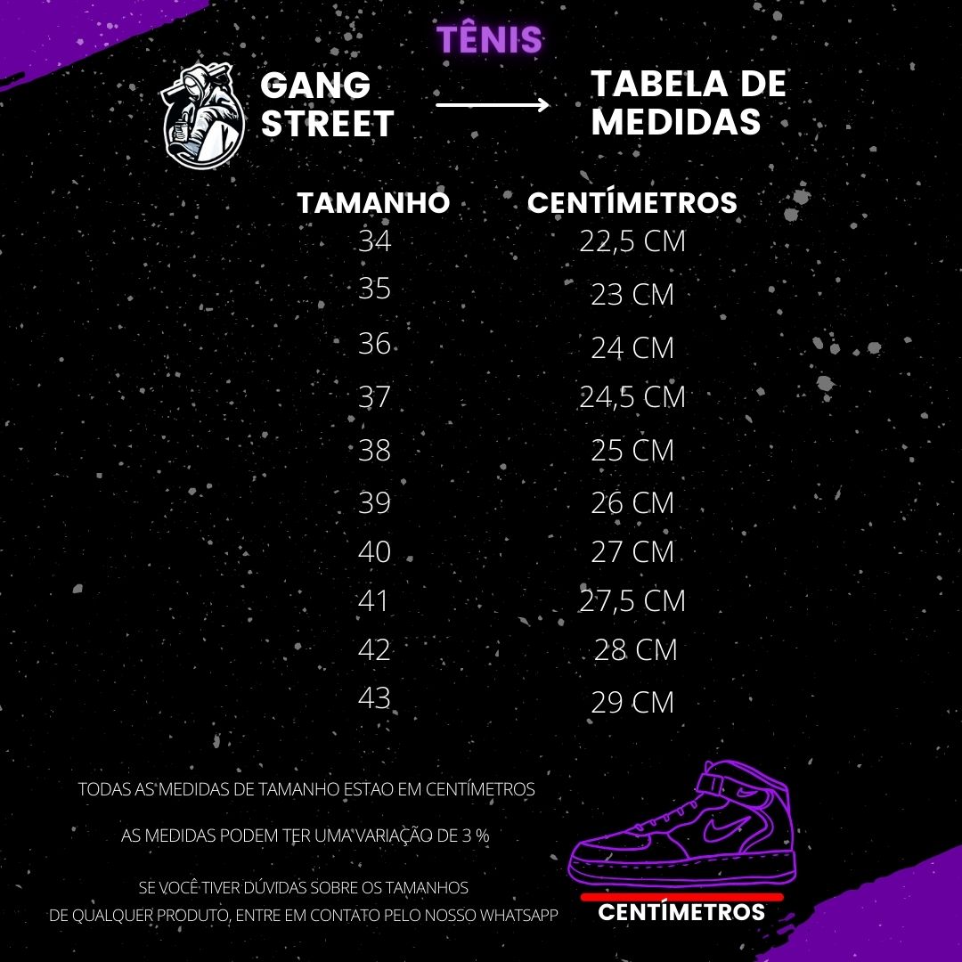 Guia de Tamanhos - Sneakers