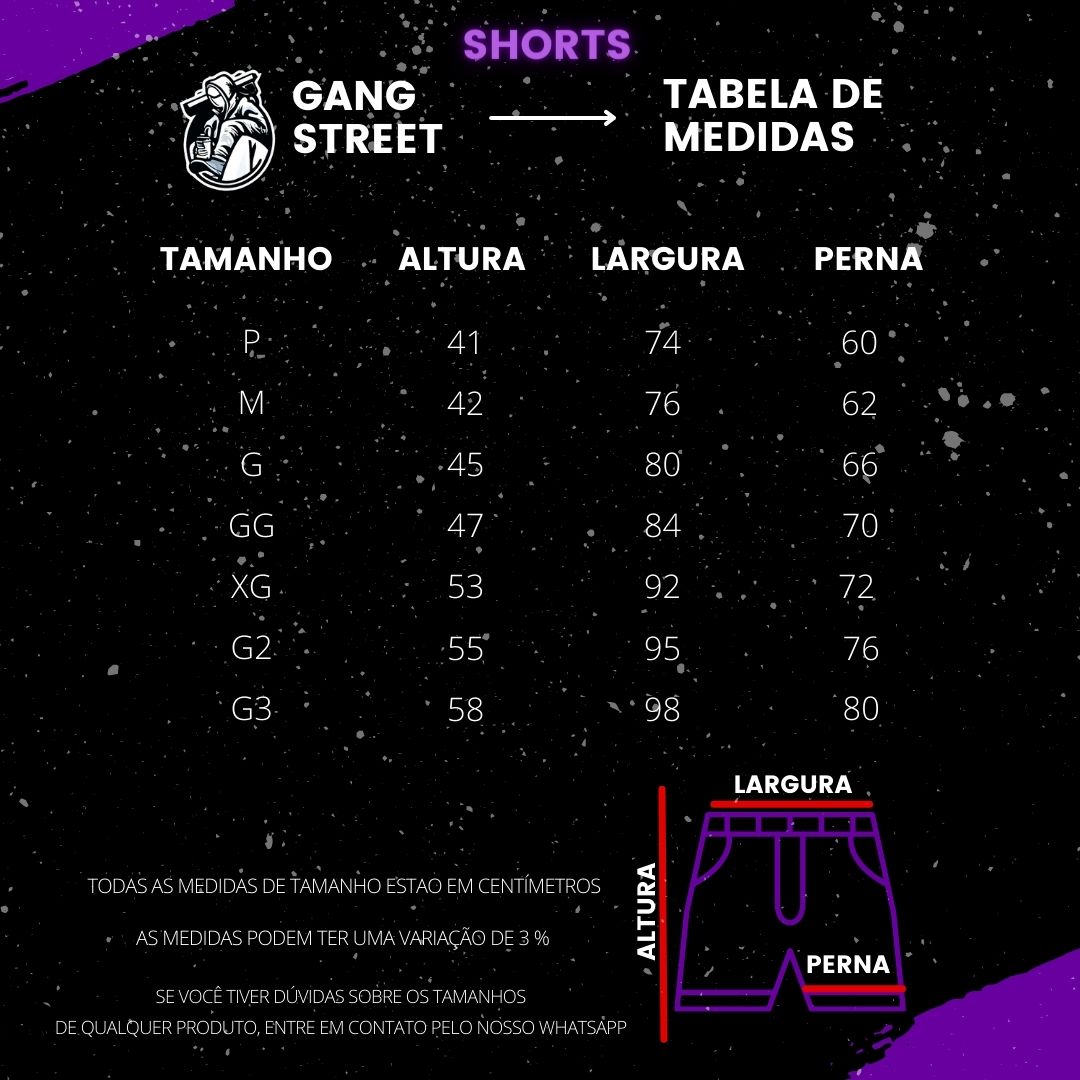 Guia de Tamanhos - Shorts