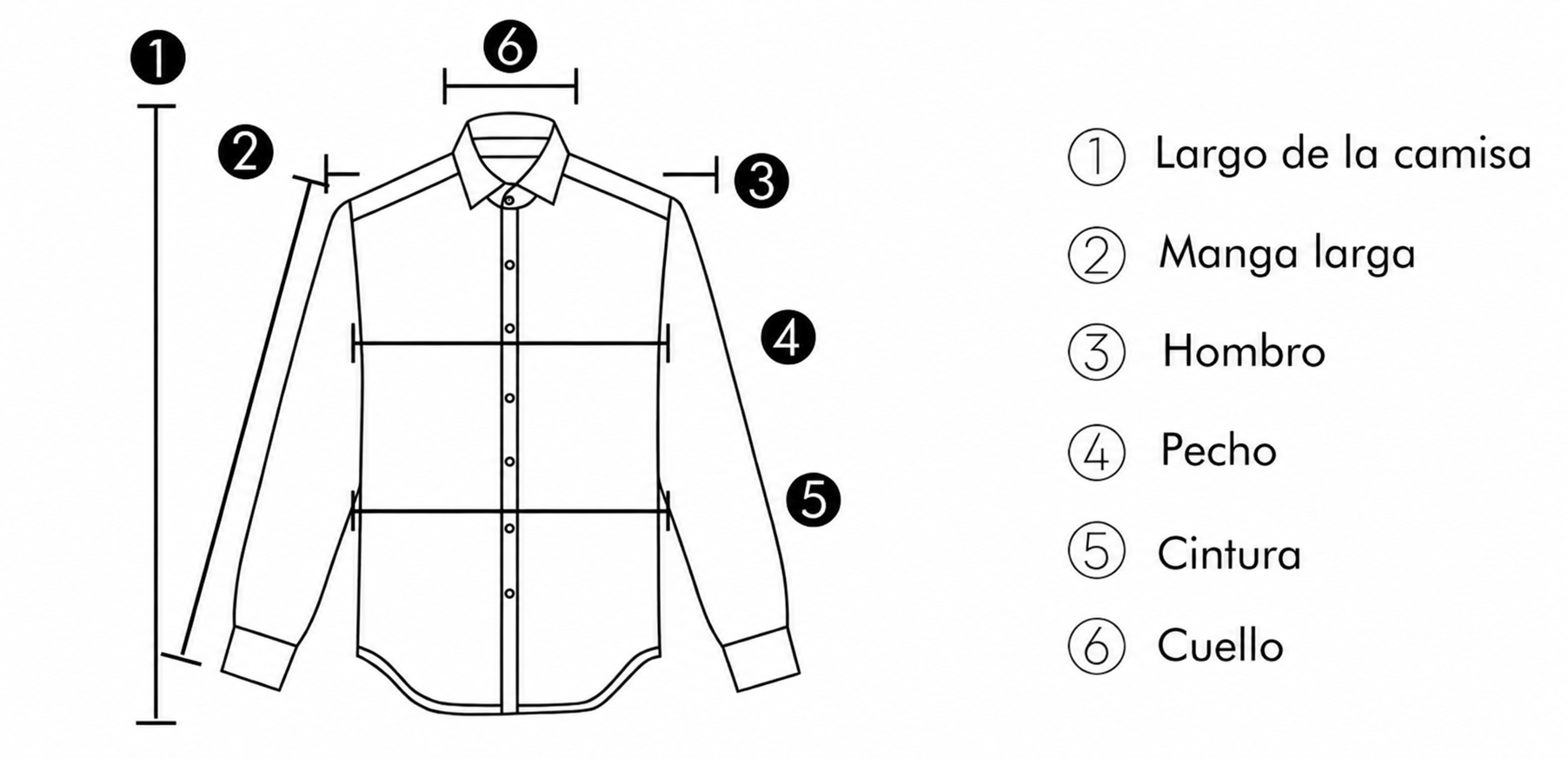 Instrucciones para tomar medidas de camisa