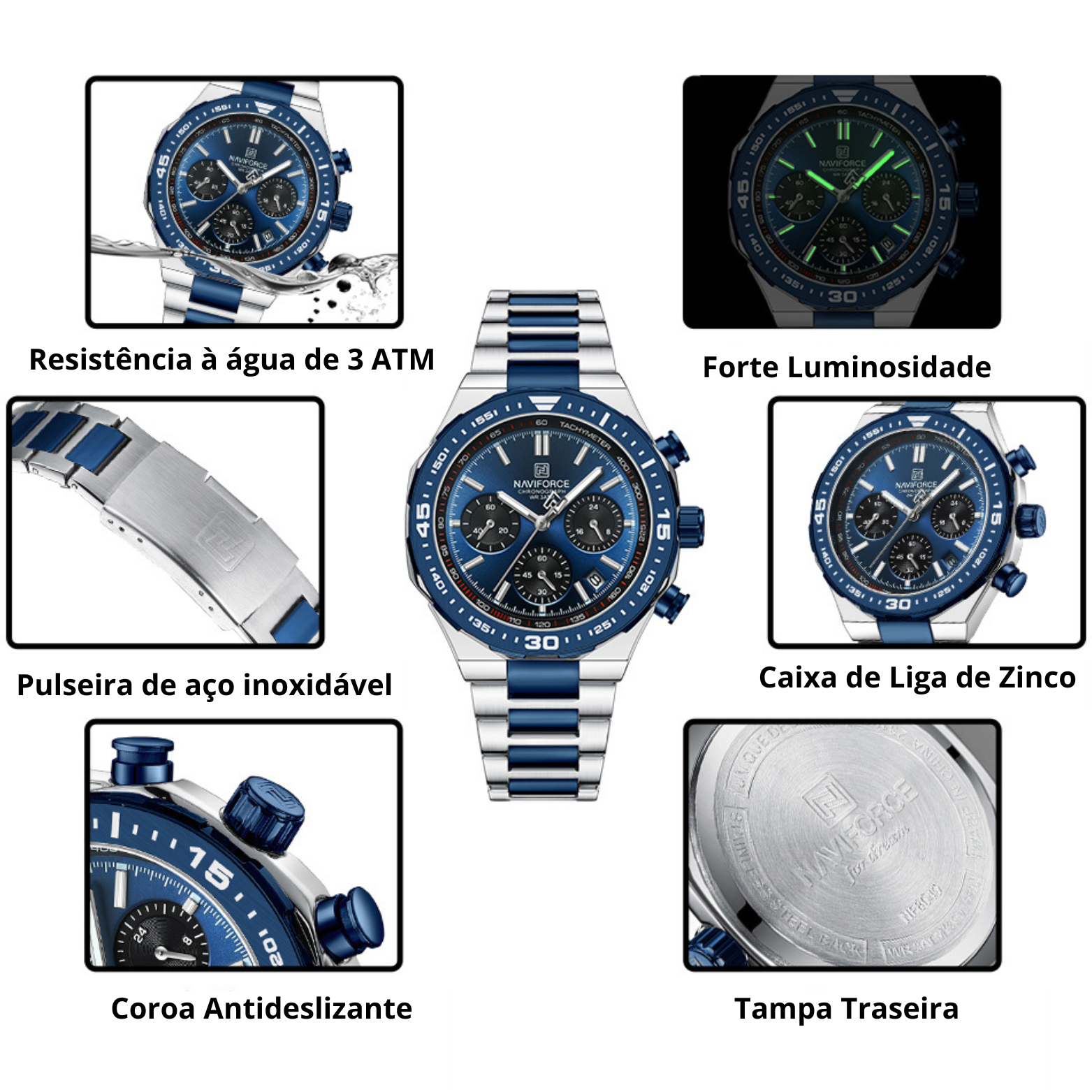 Naviforce NF8049 pulseira e design