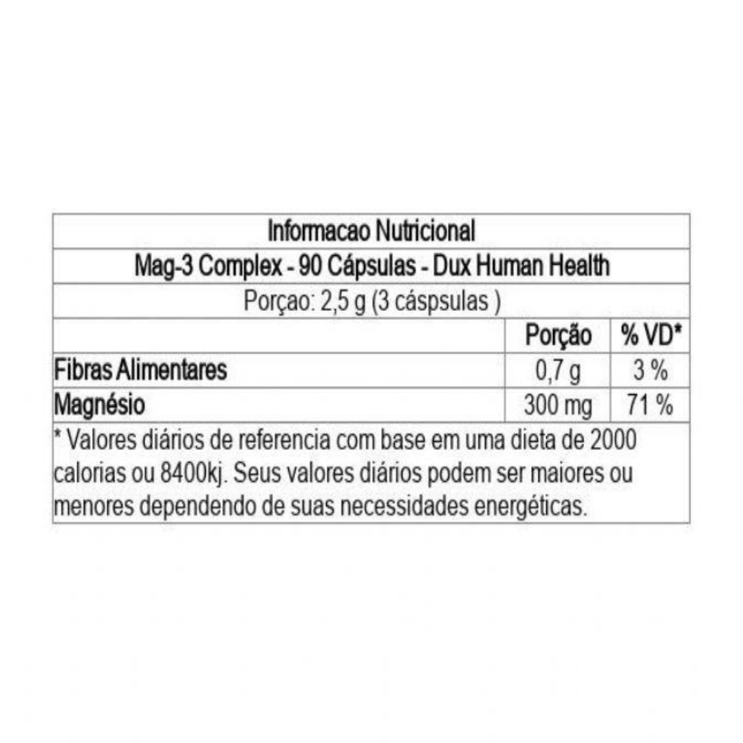 DUX Magnésio Mag-3 Complex 90 capsulas | Menfis Esportes