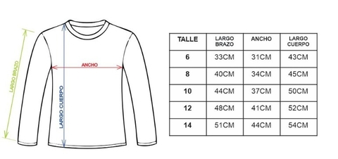 TALLES REMERA NIÑOS