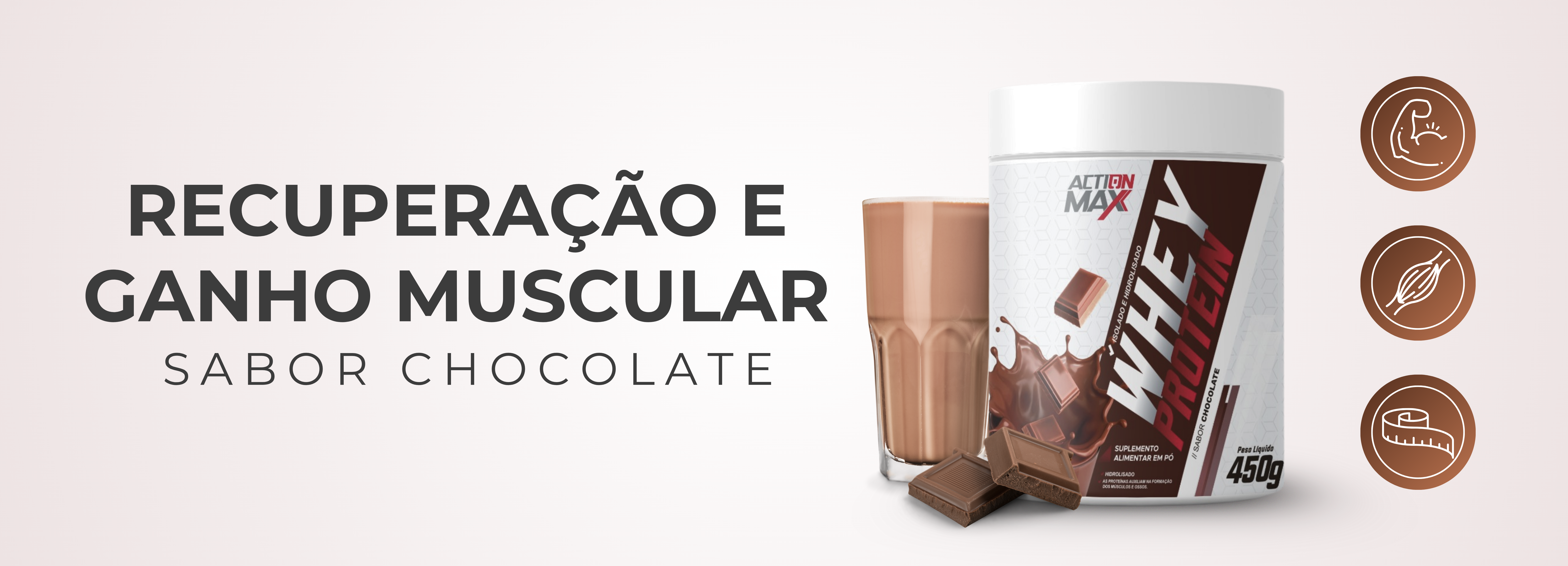 Action Whey Protein Chocolate 450g – Recuperação e Crescimento