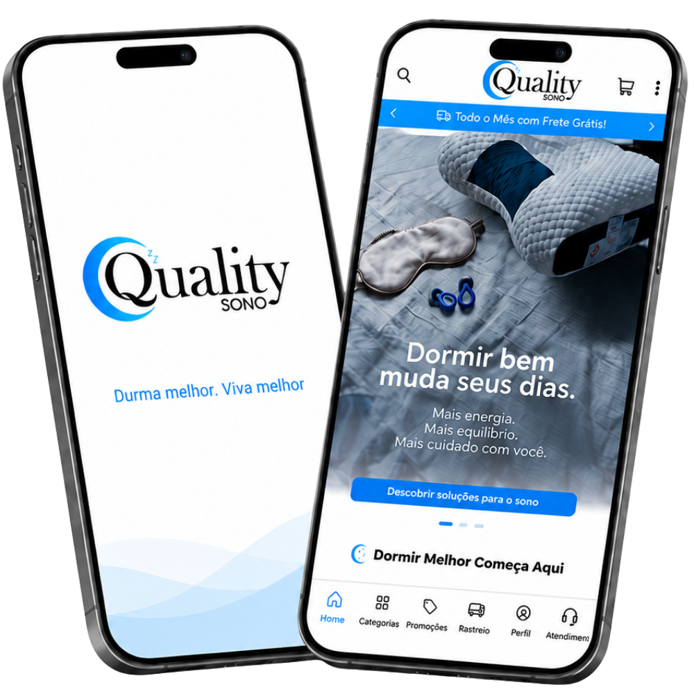 Aplicativo da QualitySono exibido em dois celulares