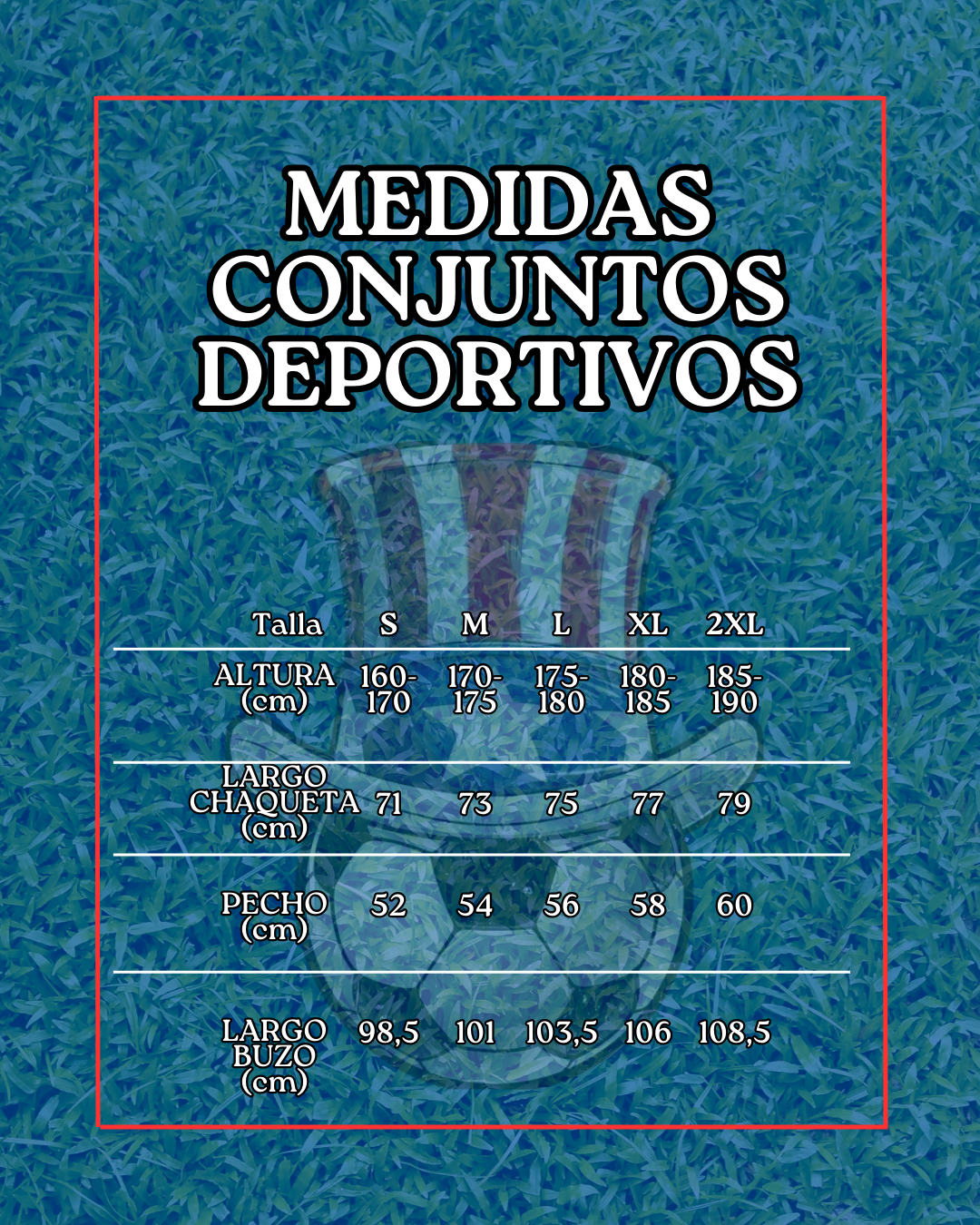 medidas conjuntos deportivos