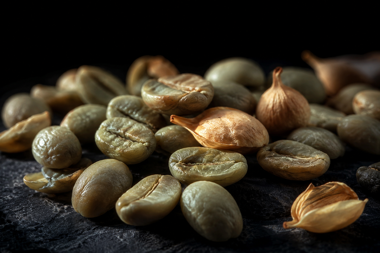 Granos de café verde natural