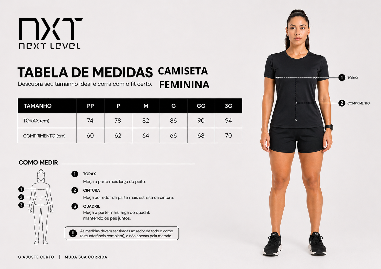Tabela de Medida - Camiseta Fem