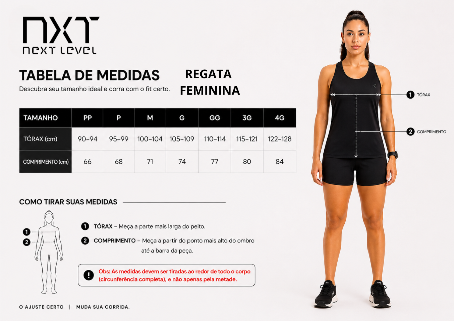 Tabela de Medida - Regata Fem