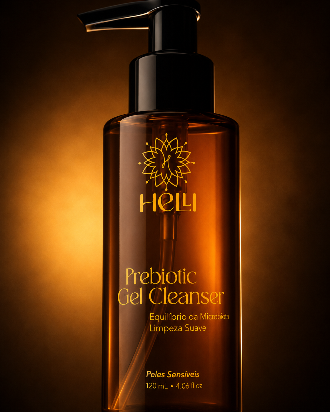 Prebiotic Gel Cleanser — frasco pump âmbar 120mL
