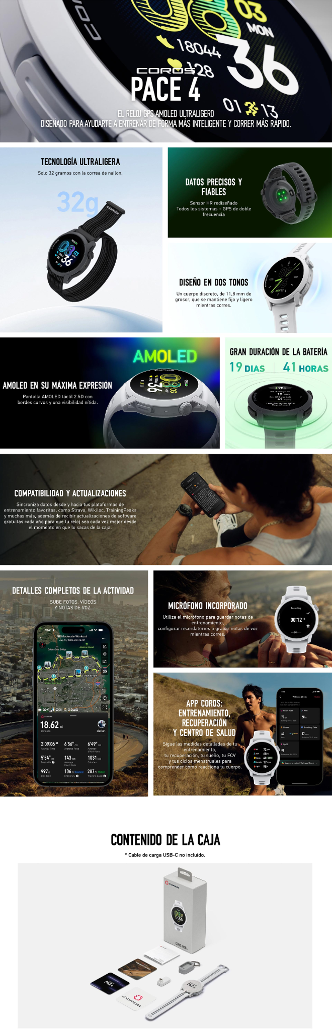 COROS PACE 4: pantalla AMOLED, diseño, sensores, autonomía y funciones deportivas