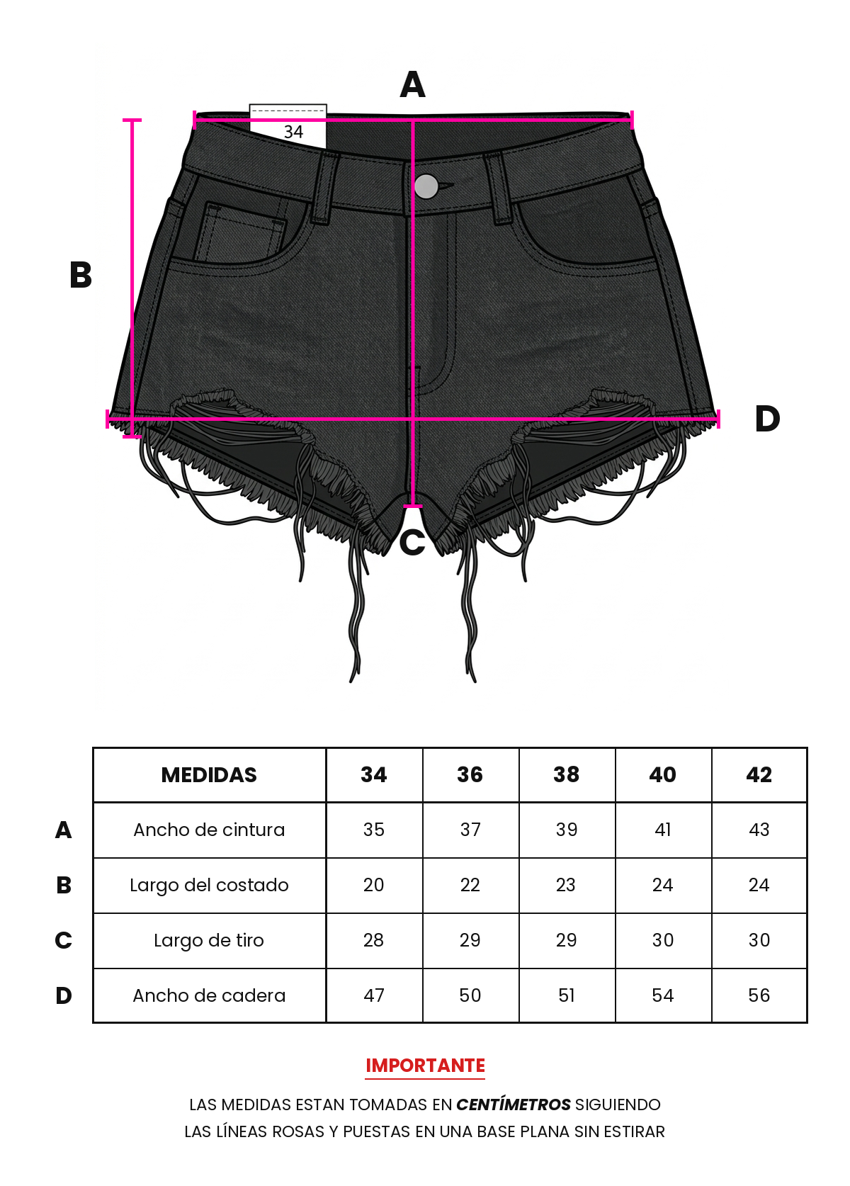 Tabla de talles Short Polita