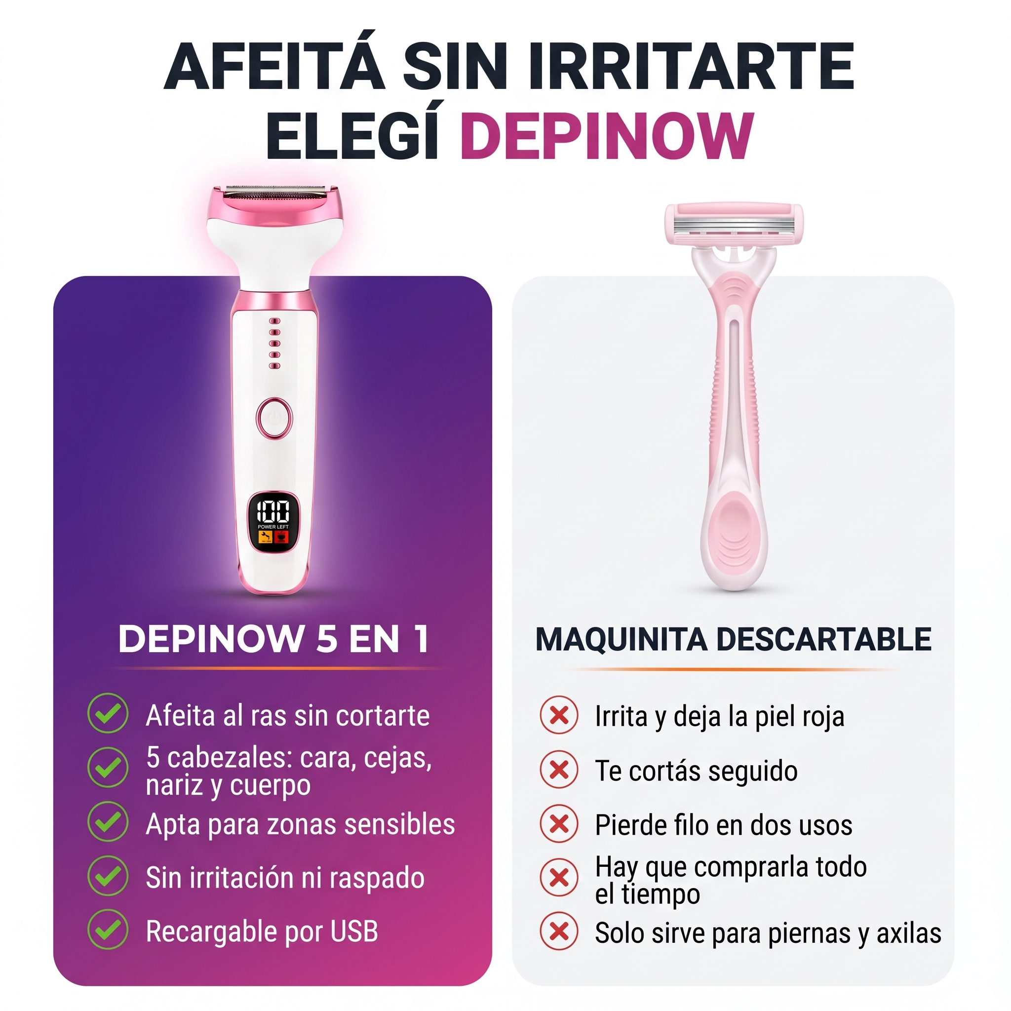 DepiNow comparada con una maquinita descartable
