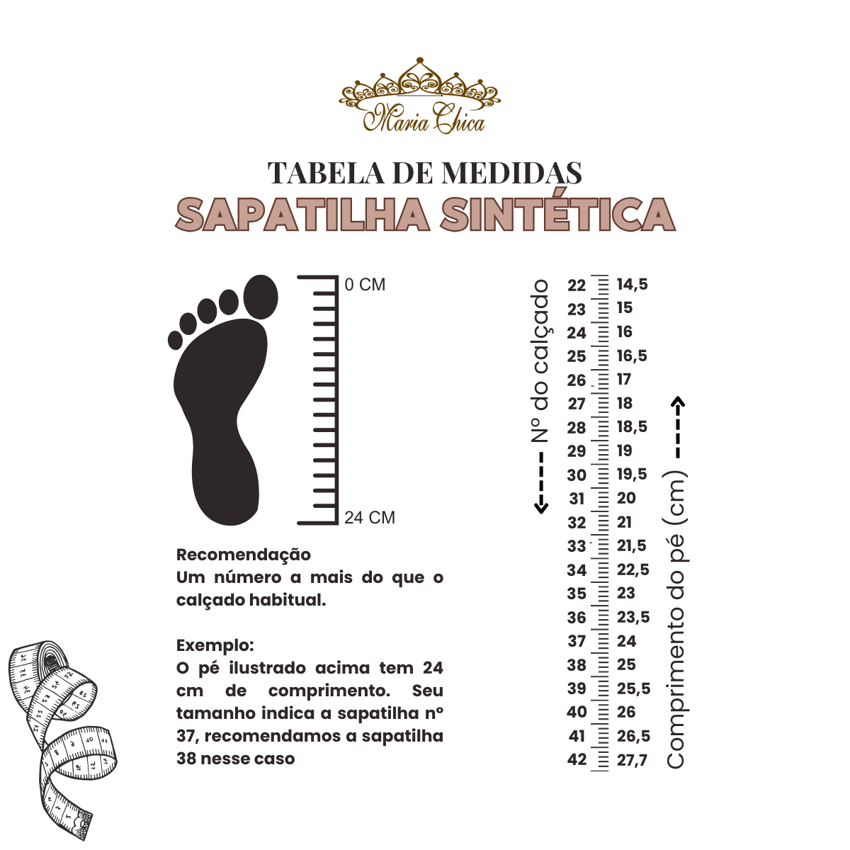 Guia de Medidas Sapatilhas
