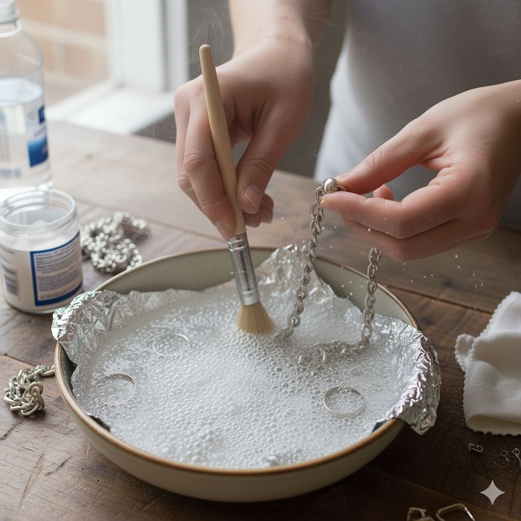 limpando prata escurecida com bicarbonato