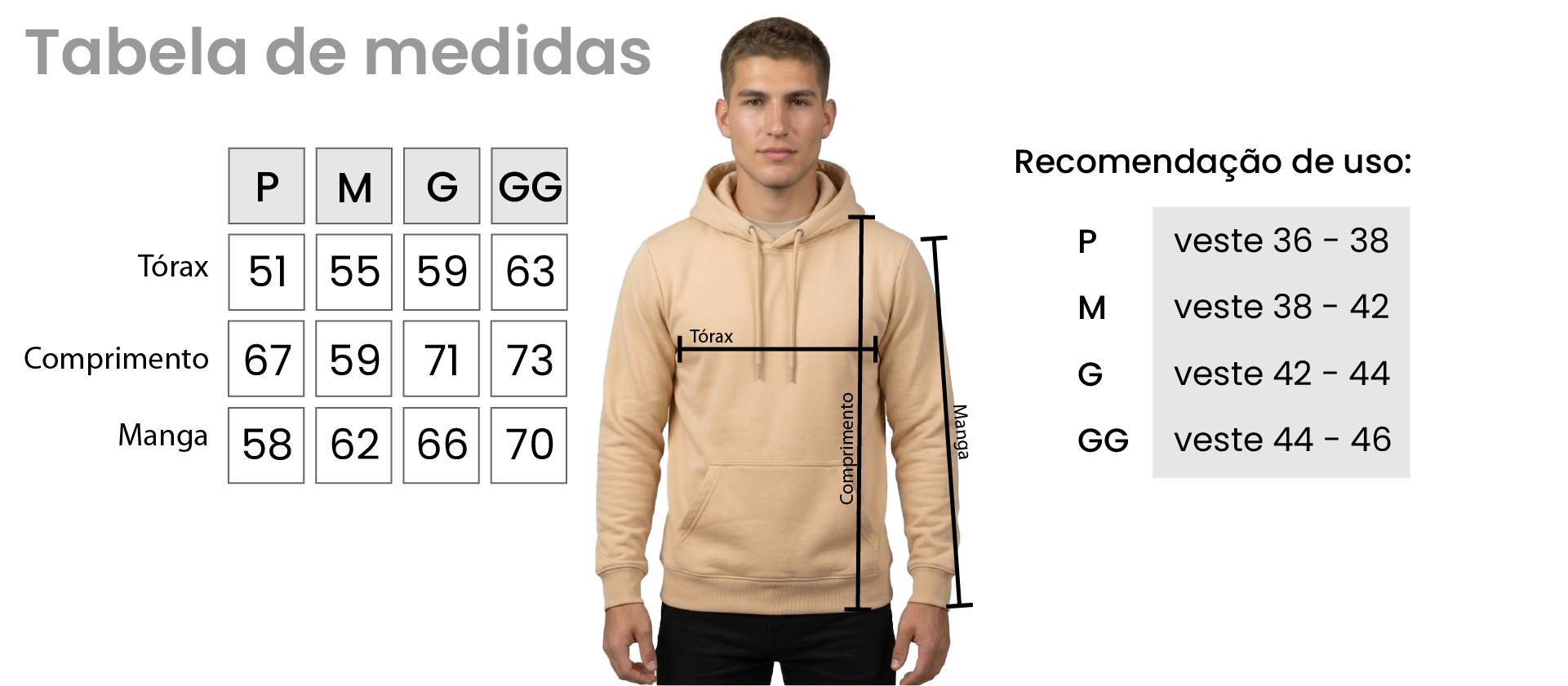 tabela de medidas moletom canguru paris dream maker allvision