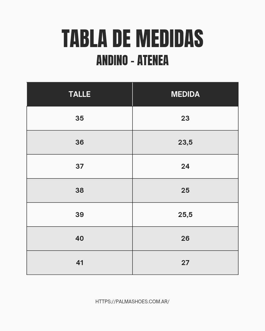 Guía de talles Andino