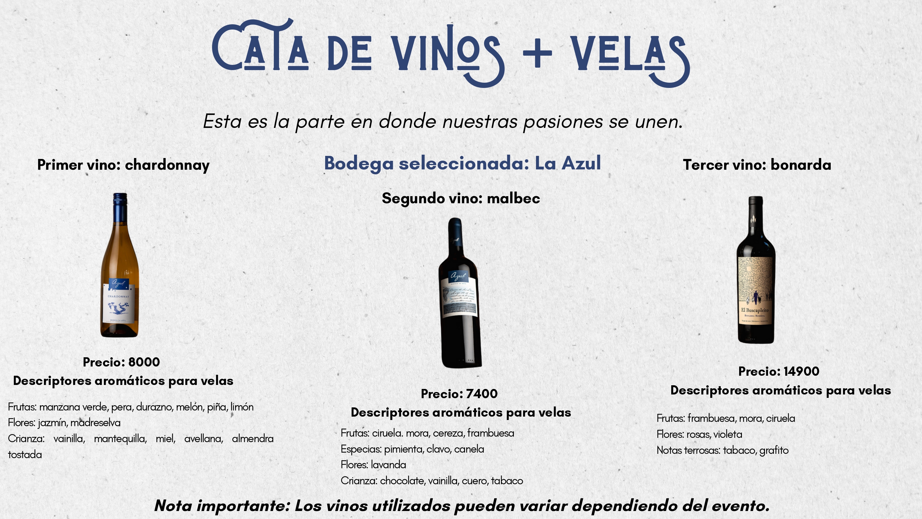 Cata de vinos y velas